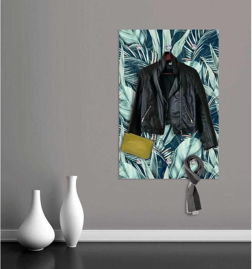 Queence Kapstok Junglekleur met 6 haken 80 x 120 cm