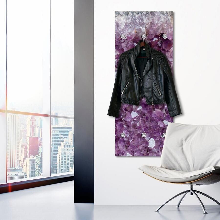 Queence Kapstok Kristallen met 6 haken 50 x 120 cm