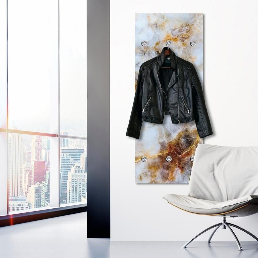 Queence Kapstok Motief gemarmerd Wandgarderobe garderobe marmer ruimtebesparend