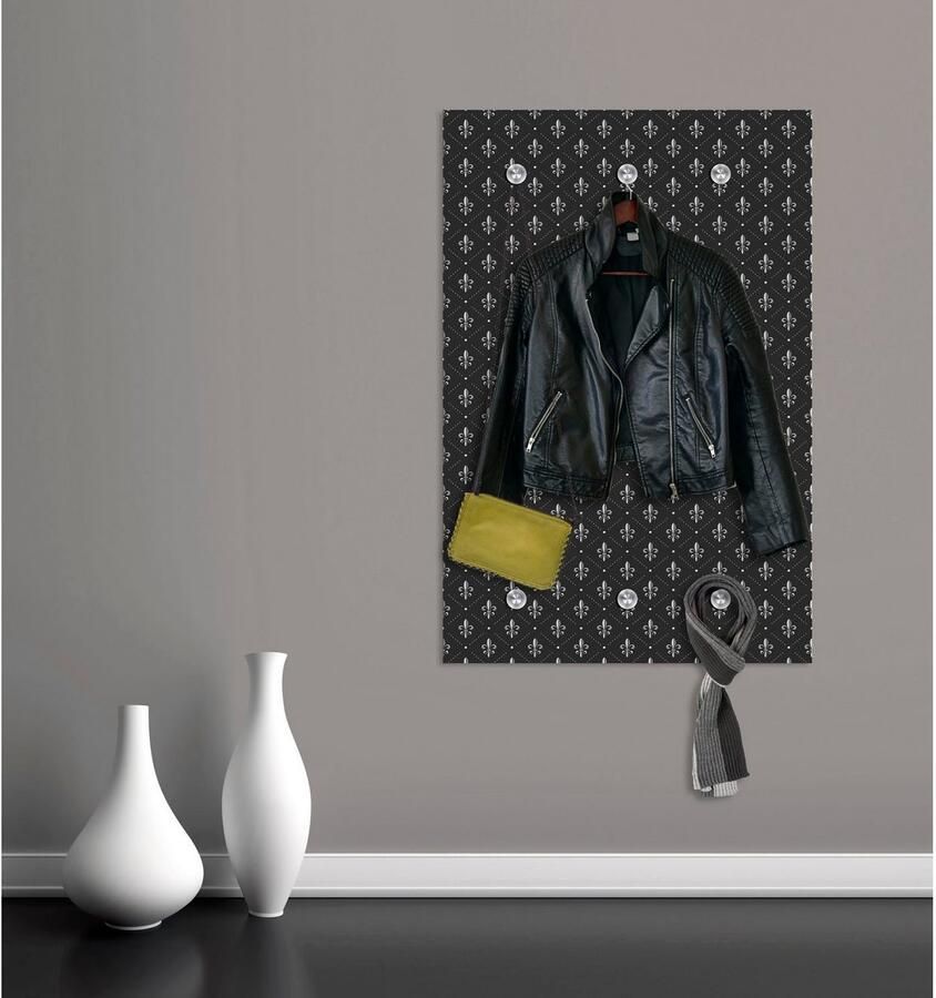 Queence Kapstok Motief met 6 haken 80 x 120 cm