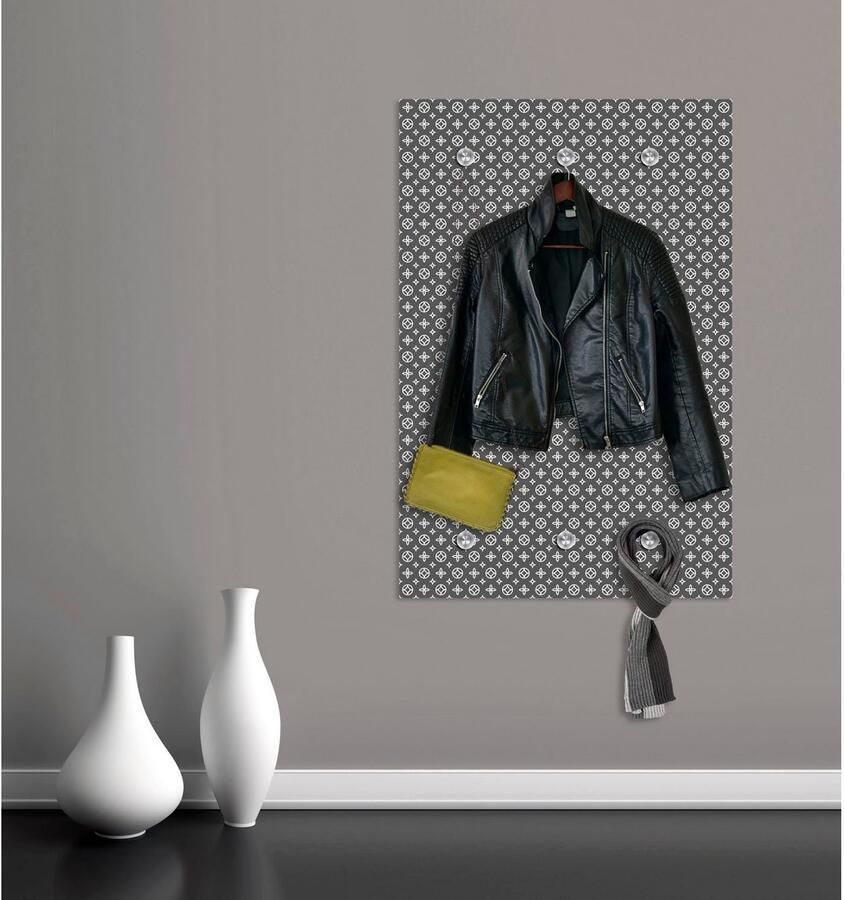 Queence Kapstok Motief met 6 haken 80 x 120 cm