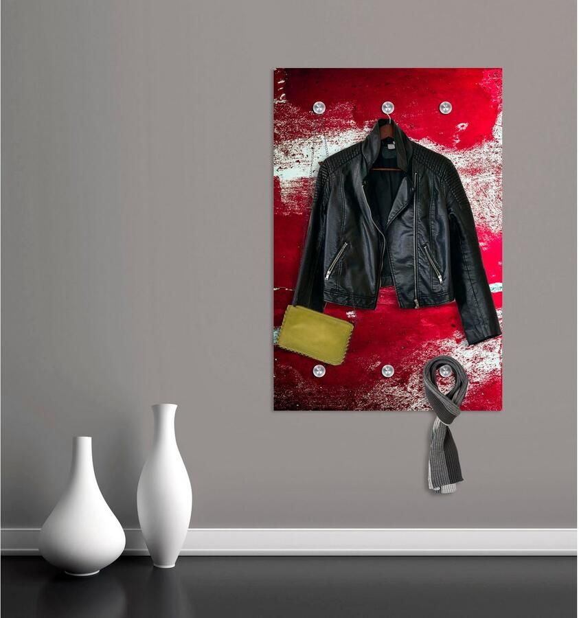 Queence Kapstok Motief met 6 haken 80 x 120 cm