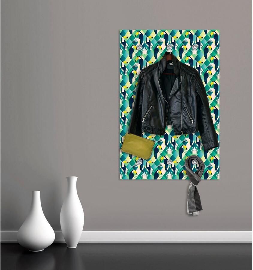 Queence Kapstok Papegaai met 6 haken 80 x 120 cm