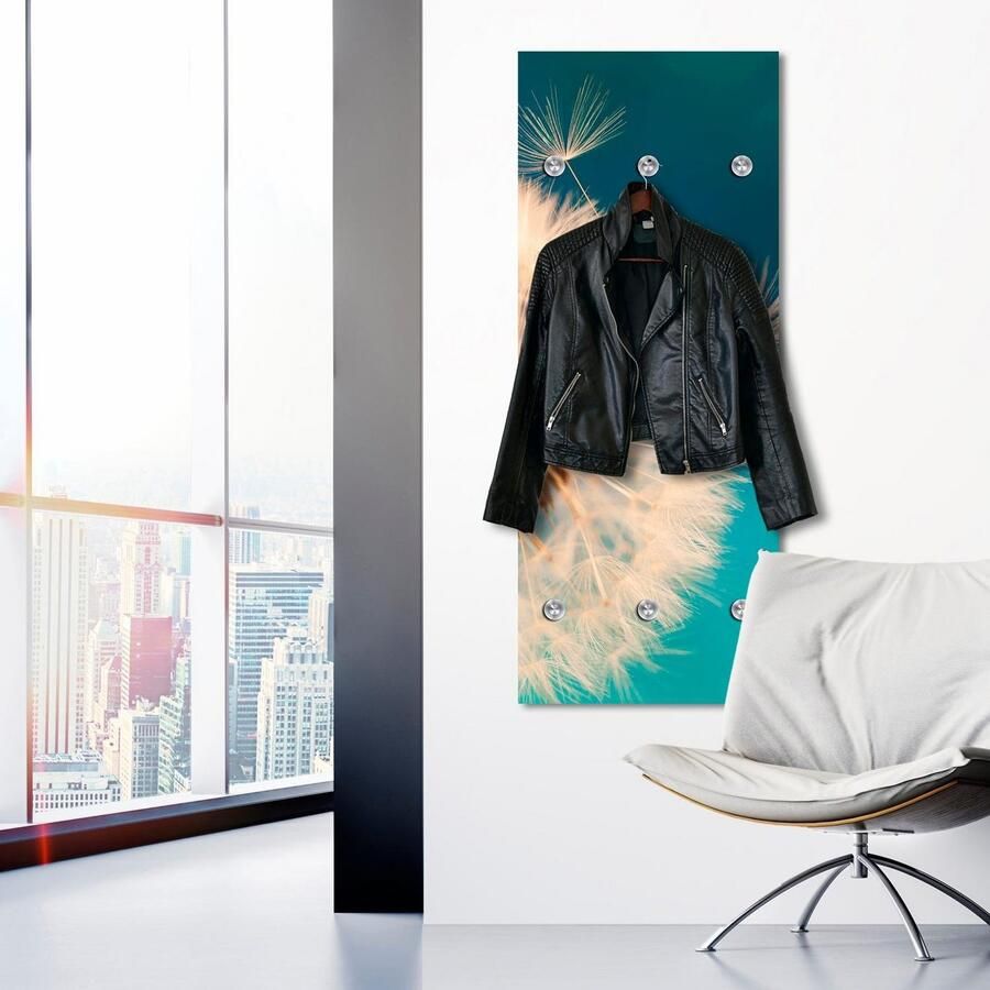 Queence Kapstok Pluizenbol in groot met 6 haken 50 x 120 cm