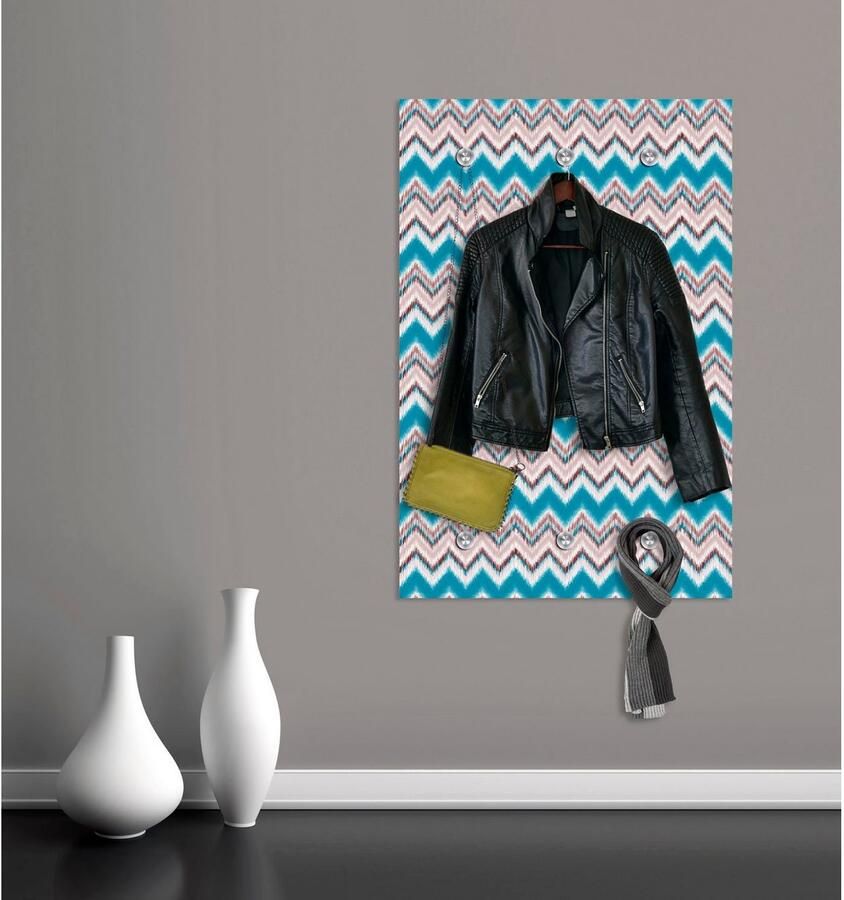 Queence Kapstok Strepen met 6 haken 80 x 120 cm