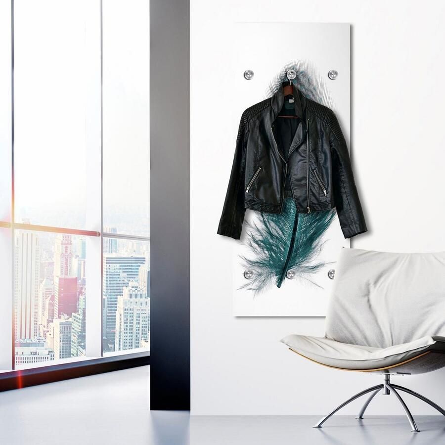 Queence Kapstok Veer met 6 haken 50 x 120 cm