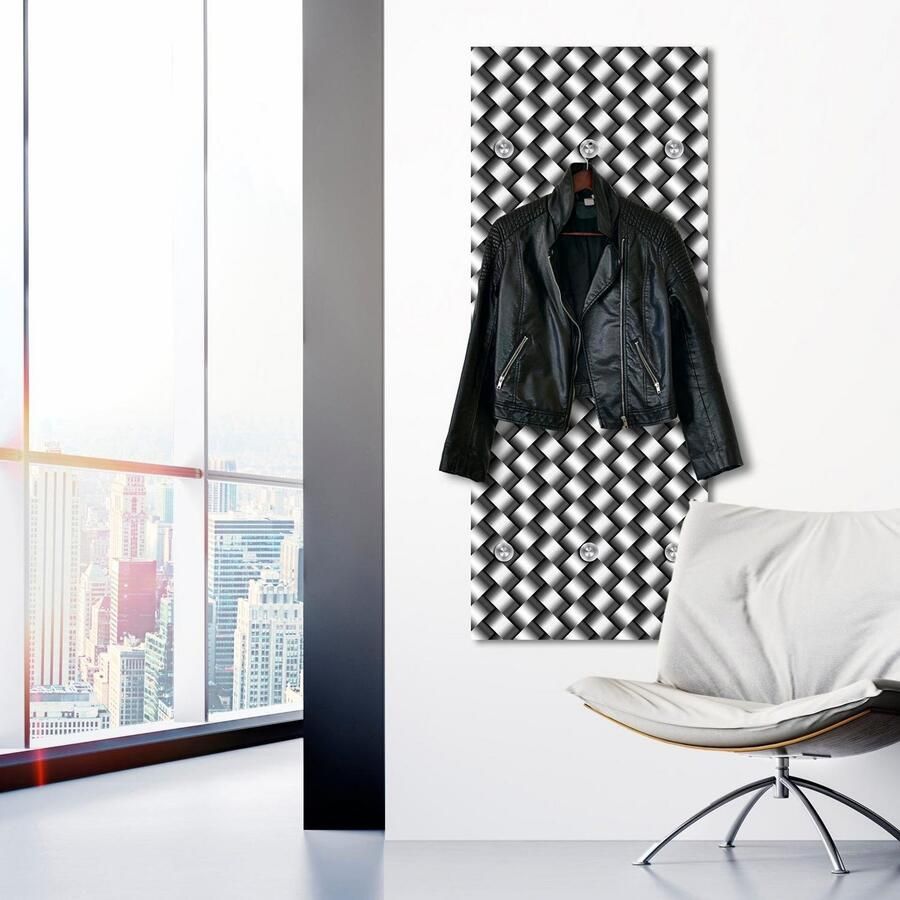 Queence Kapstok Vlechtmotief met 6 haken 50 x 120 cm