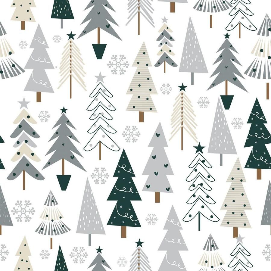 Queence Sierkussen Diddle Kussenhoes witte achtergrond kerstbomen kerst feestelijk (1 stuk)