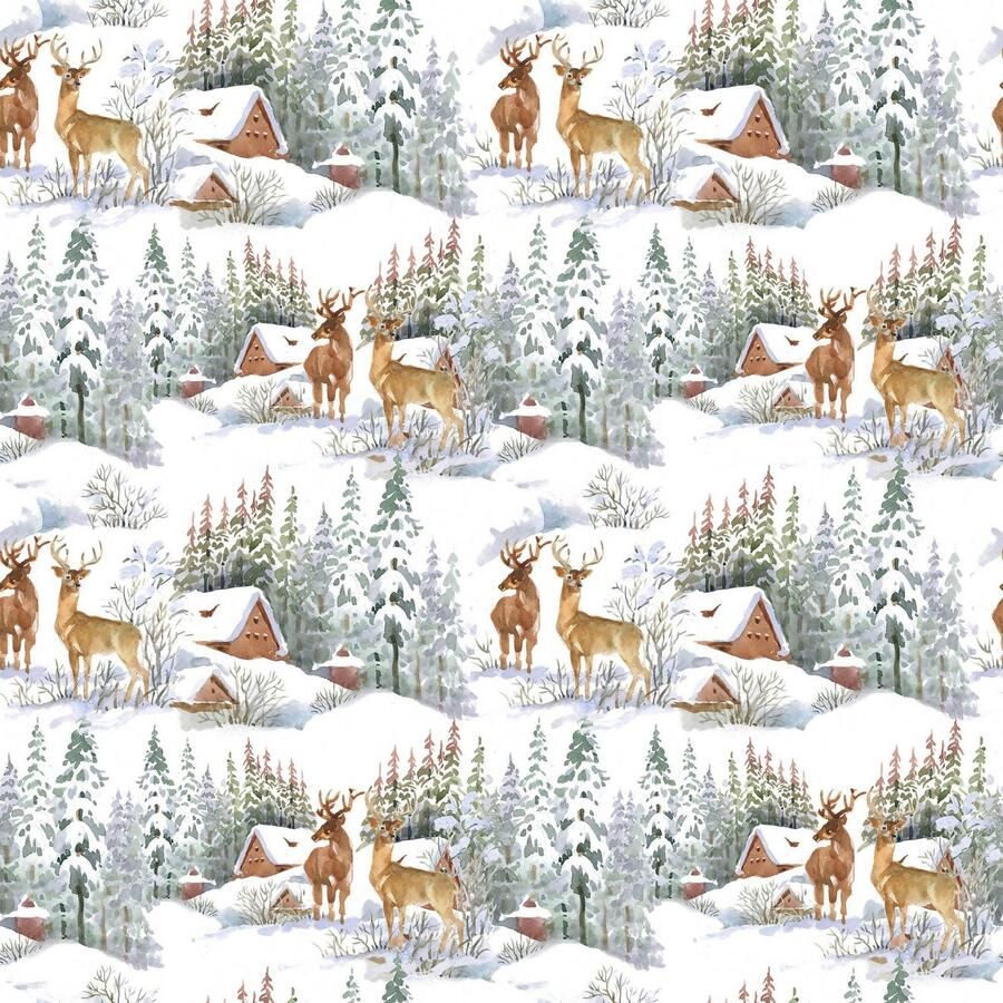 Queence Sierkussen Fabian Kussenhoes winterlandschap herten sneeuw winterachtig feestelijk natuur (1 stuk)