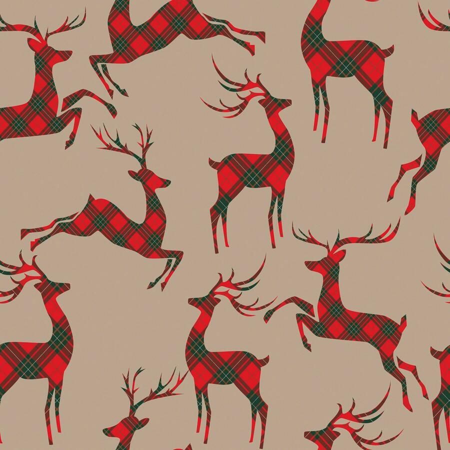 Queence Sierkussen Jameel Kussenhoes kerst rendieren geruit feestelijk winterachtig (1 stuk)