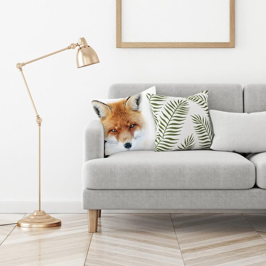Queence Sierkussen Joleen Kussenhoes voskop vos dierenmotief bosdier getekend natuurmotief (1 stuk)