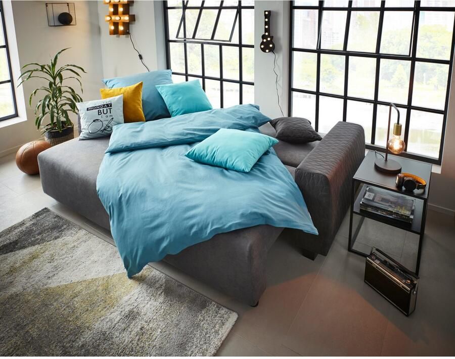 Home affaire Slaapbank Bella B: 241 cm ligvlak 142x194 cm met bedfunctie bedlade & 2 sierkussens vering