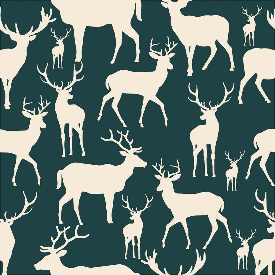 Queence Sierkussen Ross Kussenhoes herten groen beige natuur bos dieren minimalistisch (1 stuk)