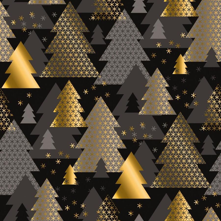 Queence Sierkussen Tatja Kussenhoes kerstbomen goudkleur kerst feestelijk glanzend (1 stuk)