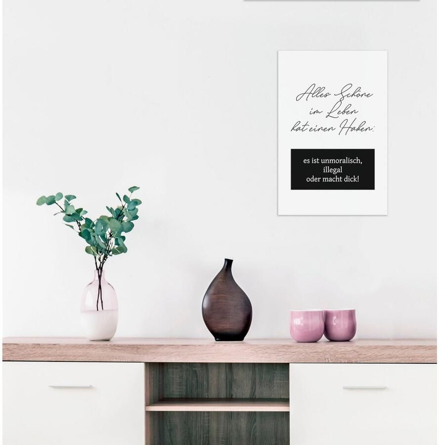 Queence Sierobject voor aan de wand Alles Schöne im Leben hat einen Haken: … Stalen bord blikken bord spreuk grappig wanddecoratie retro 20x30cm