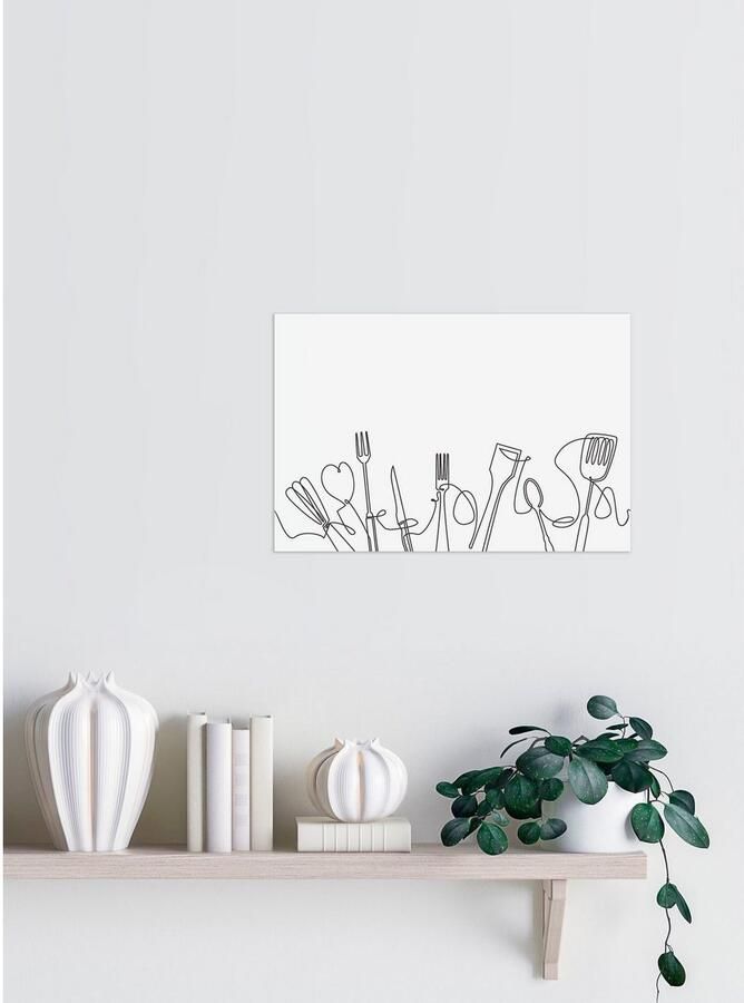 Queence Sierobject voor aan de wand Bestek Blikbord staalbord zwart wit minimalistisch 20x30cm
