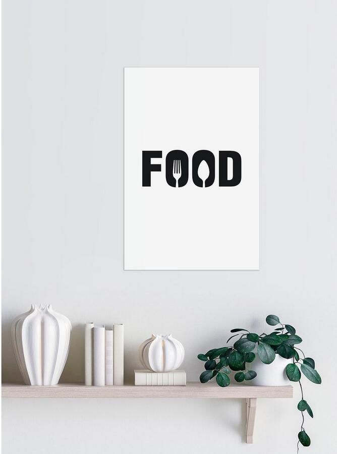 Queence Sierobject voor aan de wand FOOD Stalen bord blikken bord spreuk grappig wanddecoratie retro 20x30cm