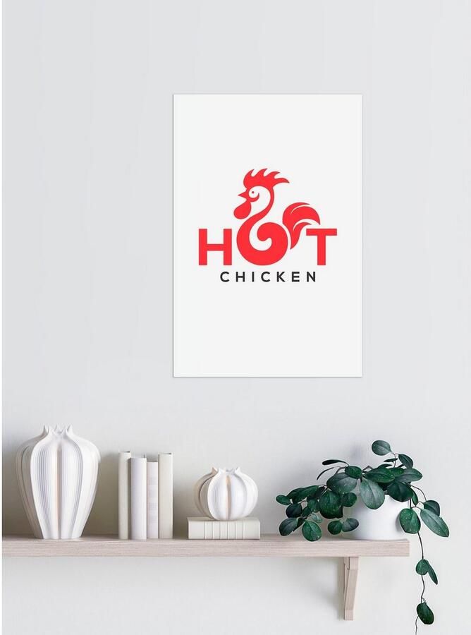 Queence Sierobject voor aan de wand HOT CHICKEN Stalen bord blikken bord spreuk grappig wanddecoratie retro 20x30cm
