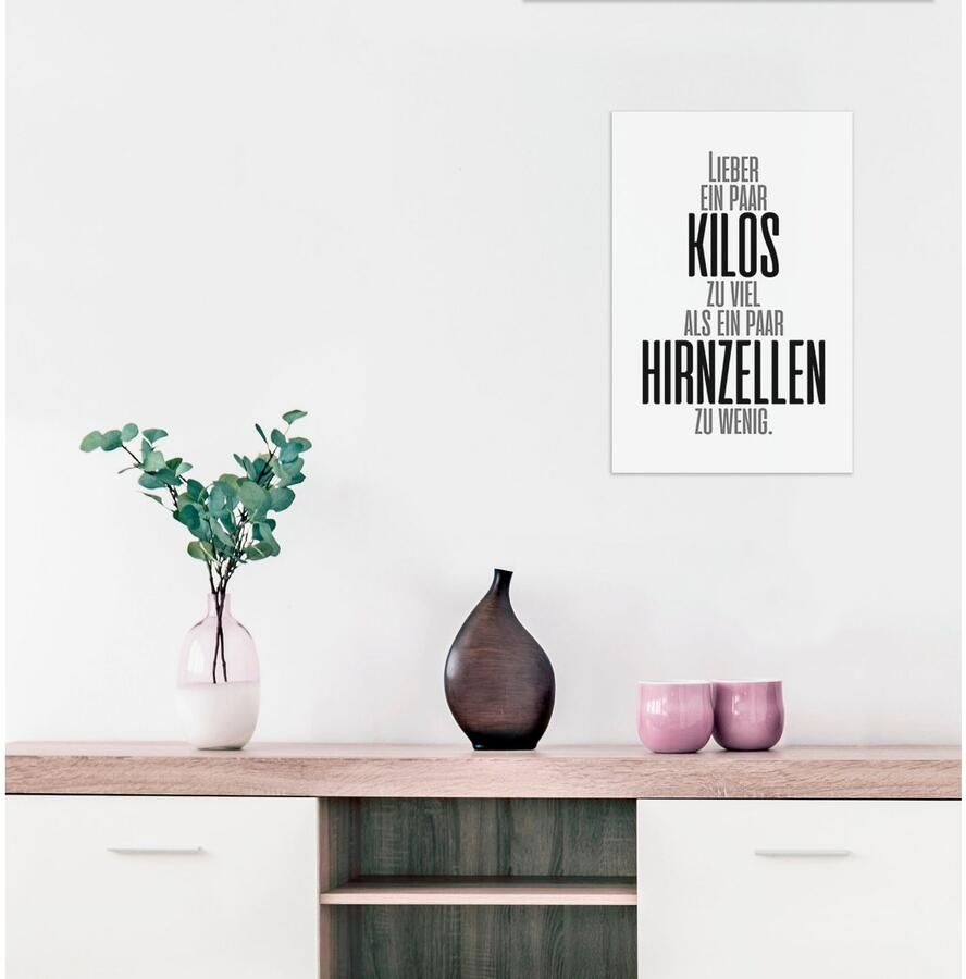 Queence Sierobject voor aan de wand Liever een paar kilo ... Stalen bord blikken bord spreuk grappig wanddecoratie retro 20x30cm