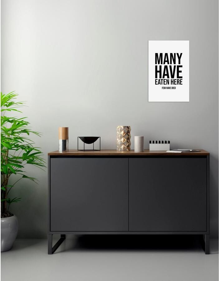 Queence Sierobject voor aan de wand Many have eaten here ... Stalen bord blikken bord spreuk grappig wanddecoratie retro 20x30cm