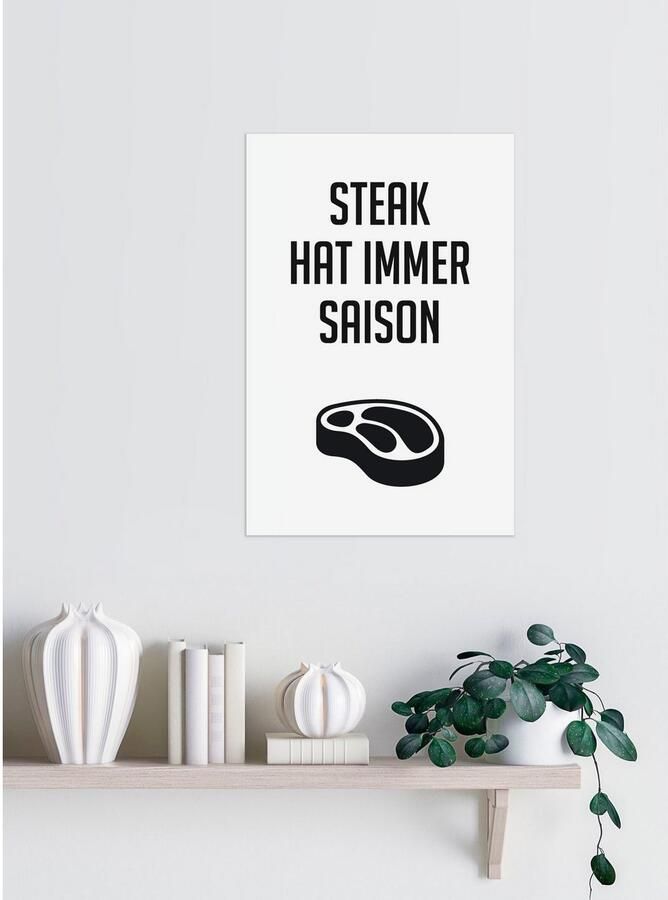 Queence Sierobject voor aan de wand Steak Stalen bord blikken bord spreuk grappig wanddecoratie retro 20x30cm
