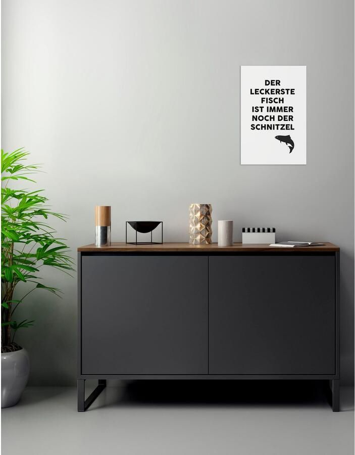 Queence Sierobject voor aan de wand Vis Stalen bord blikken bord spreuk grappig wanddecoratie retro 20x30cm