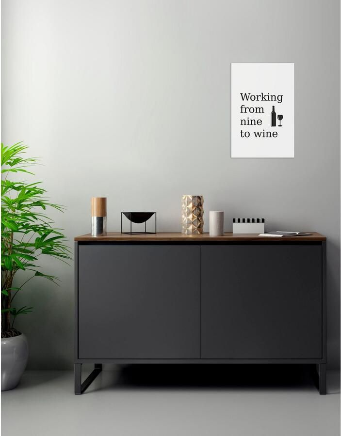 Queence Sierobject voor aan de wand Wine Stalen bord blikken bord spreuk grappig wanddecoratie retro 20x30cm