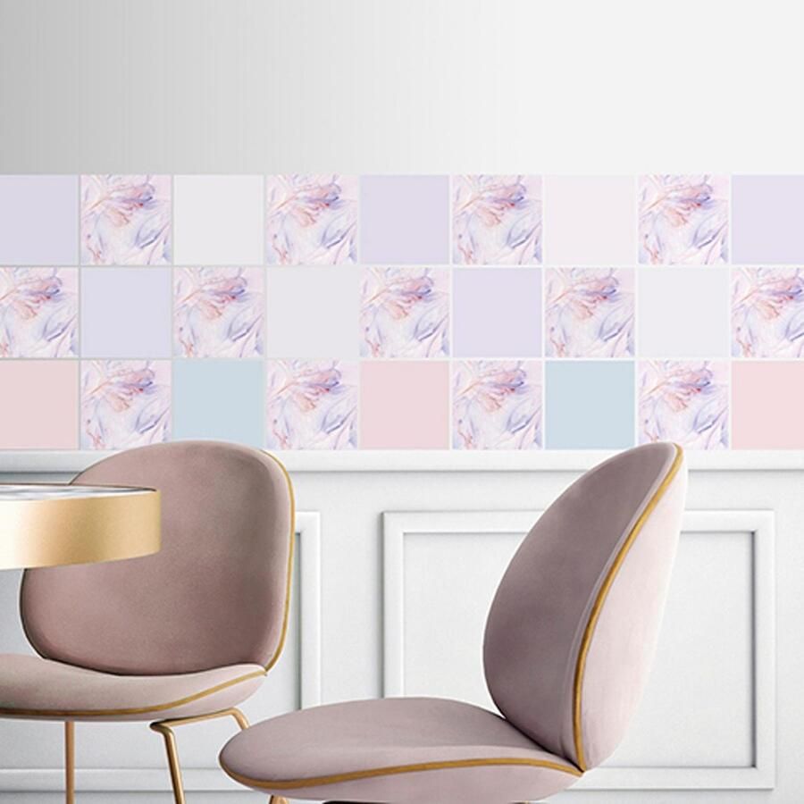 Queence Tegelsticker Bloemen Stickertegels zelfklevend stickers 12-delige set (12 stuks)