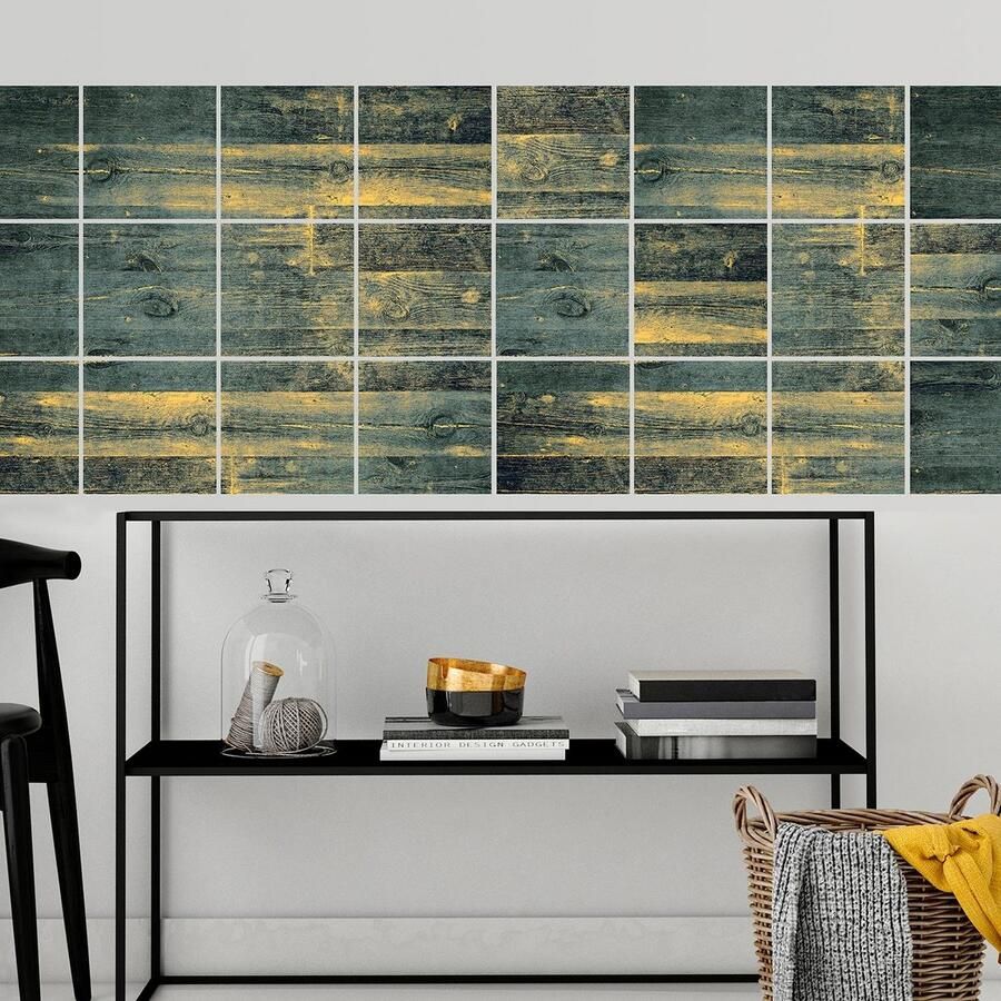 Queence Tegelsticker Hout Stickertegels zelfklevend stickers 12-delige set (12 stuks)