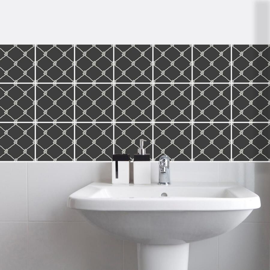 Queence Tegelsticker Knoop Stickertegels zelfklevend stickers 12-delige set (12 stuks)