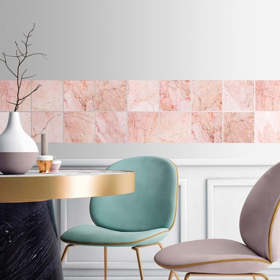 Queence Tegelsticker Marmer Stickertegels zelfklevend stickers 12-delige set (12 stuks)