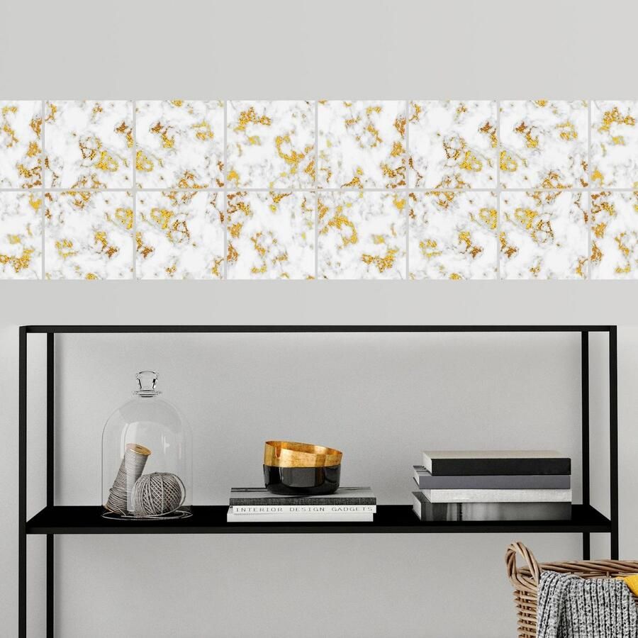 Queence Tegelsticker Marmer Stickertegels zelfklevend stickers 12-delige set