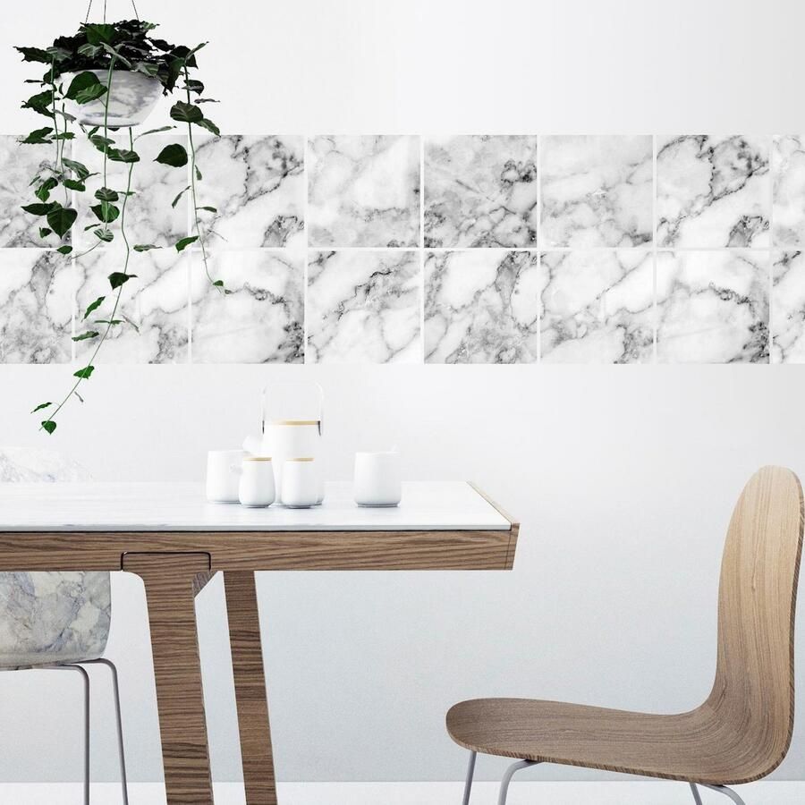 Queence Tegelsticker Marmer Stickertegels zelfklevend stickers 12-delige set (set 12 stuks)