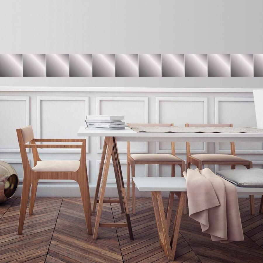 Queence Tegelsticker Metallic-look Stickertegels zelfklevend stickers 12-delige set (set 12 stuks)