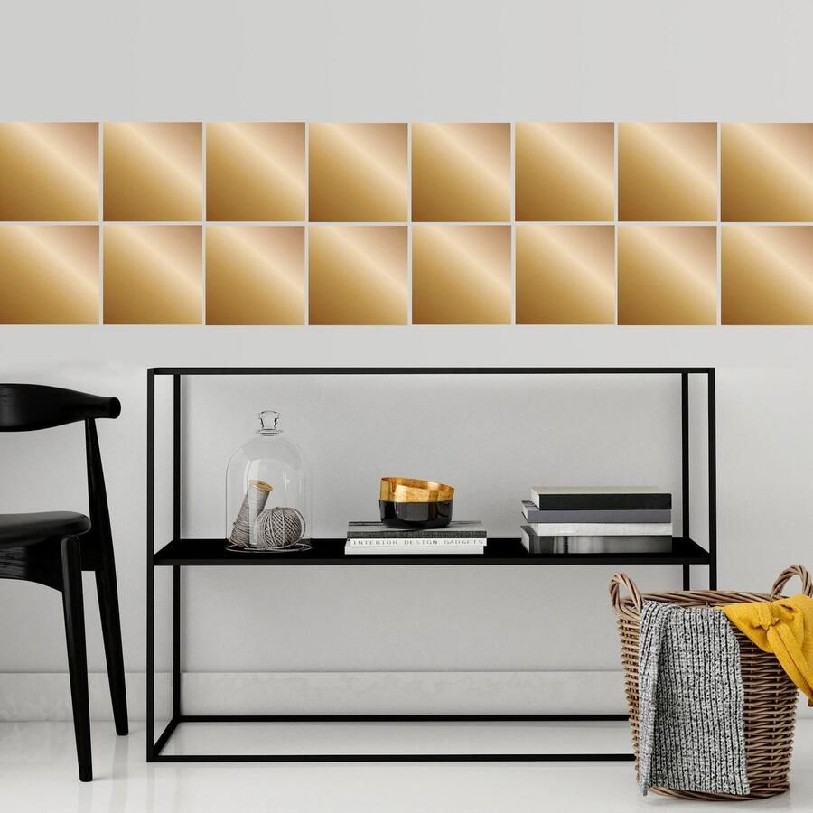 Queence Tegelsticker Metallic-look Stickertegels zelfklevend stickers 12-delige set (set 12 stuks)