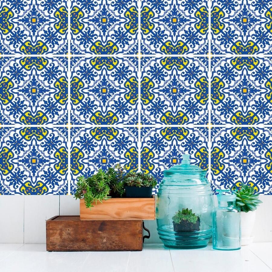 Queence Tegelsticker Motief II Stickertegels zelfklevend stickers 12-delige set