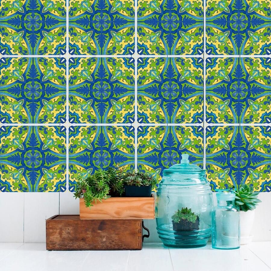 Queence Tegelsticker Motief III Stickertegels zelfklevend stickers 12-delige set