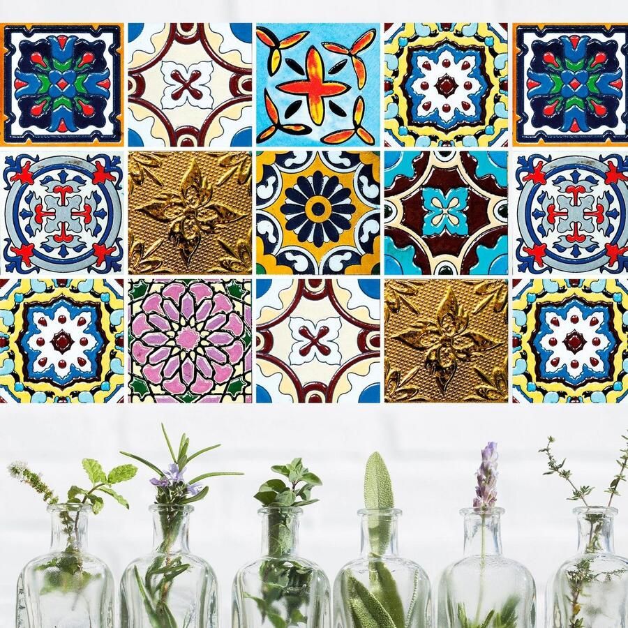 Queence Tegelsticker Motief IV Stickertegels zelfklevend stickers 12-delige set