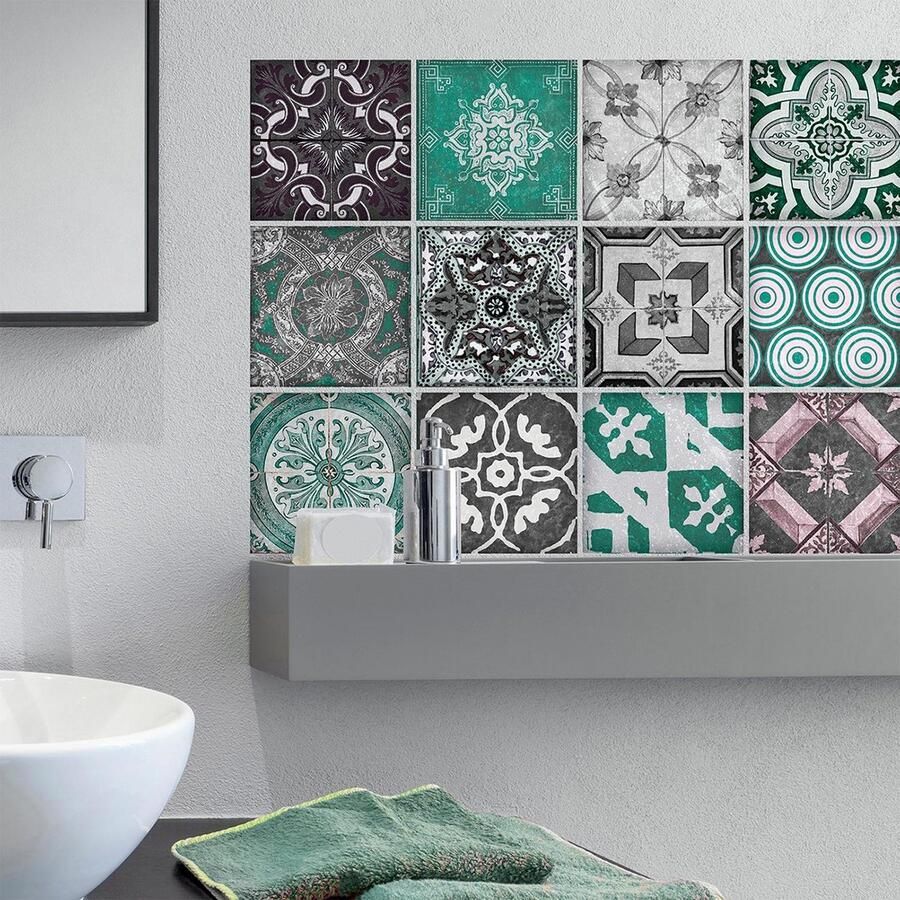 Queence Tegelsticker Mozaïek motief Stickertegels zelfklevend stickers 12-delige set