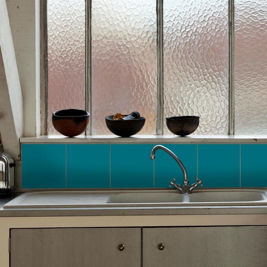 Queence Tegelsticker Oranje Stickertegels zelfklevend stickers 12-delige set