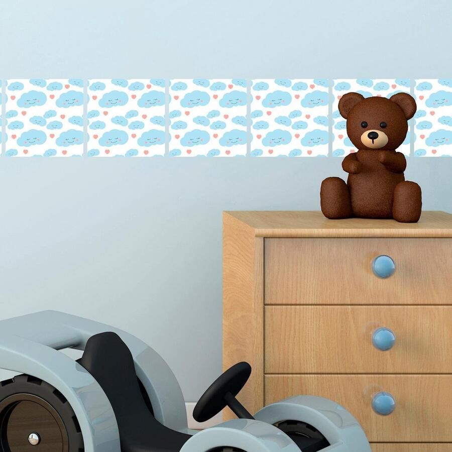 Queence Tegelsticker Wolken Stickertegels zelfklevend stickers 12-delige set