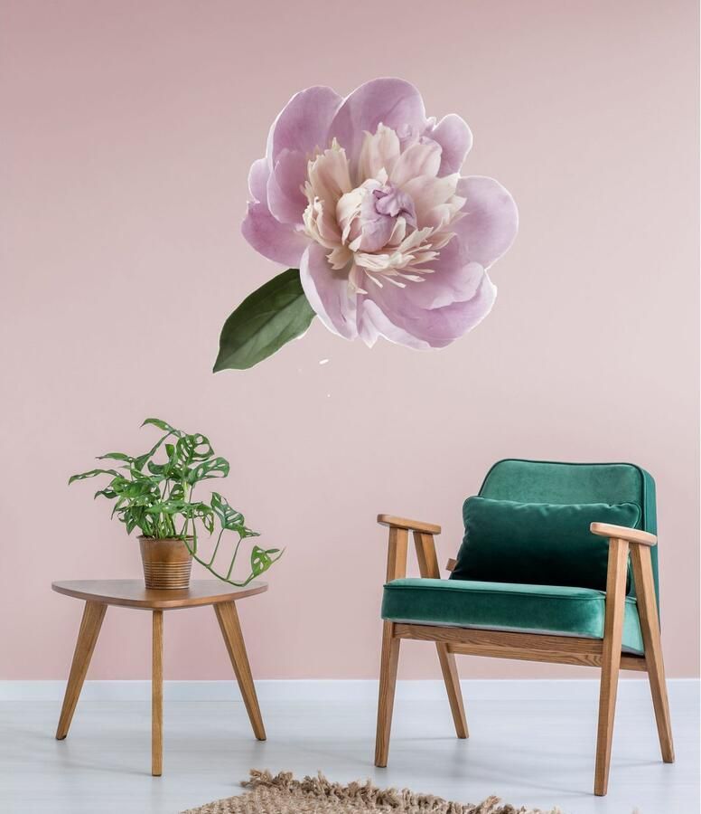 Queence Wandfolie Alena Muurdecoratie sticker roze bloem bloei zelfklevend pastelkleuren (1 stuk)