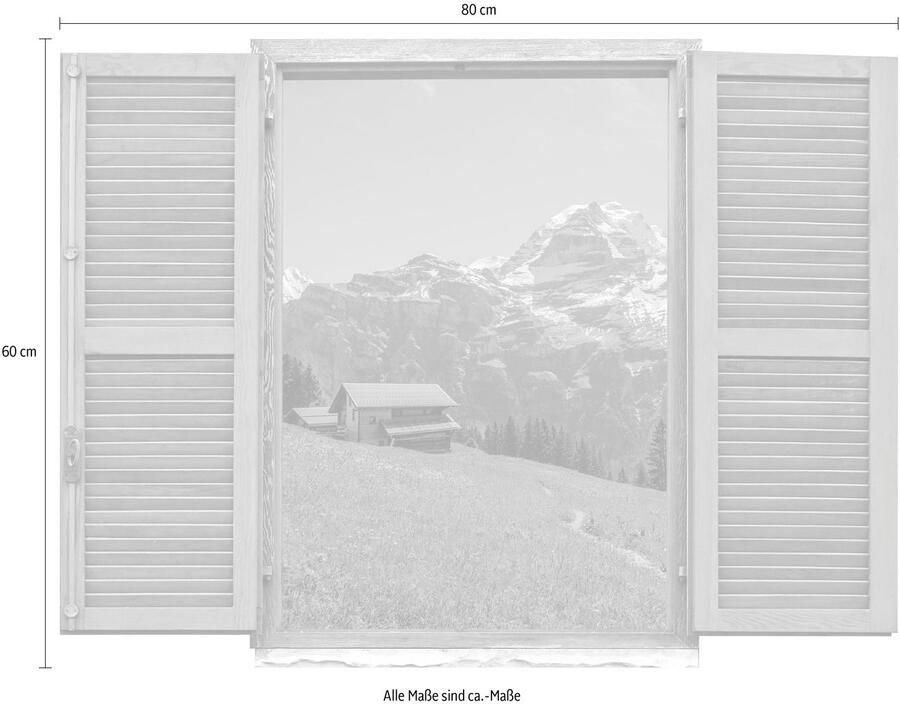 Queence Wandfolie Alpenhut Muursticker muurdecoratie zelfklevend 3D raam (1 stuk)