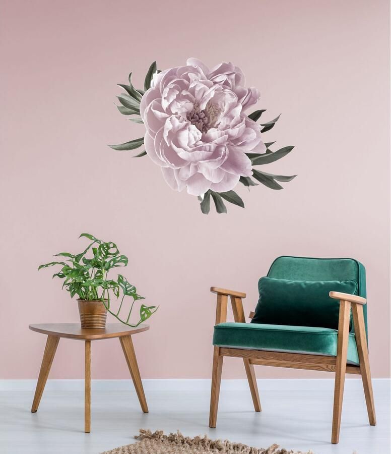 Queence Wandfolie AMELIE Muurdecoratie sticker roze bloem bloei zelfklevend (1 stuk)