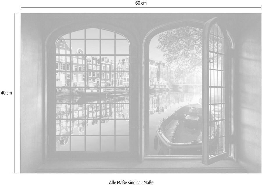 Queence Wandfolie Amsterdam Muursticker muurdecoratie zelfklevend 3D raam