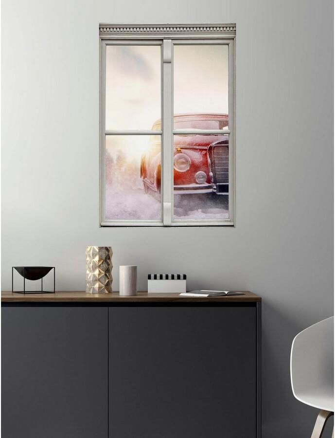 Queence Wandfolie Auto Muursticker muurdecoratie zelfklevend 3D raam