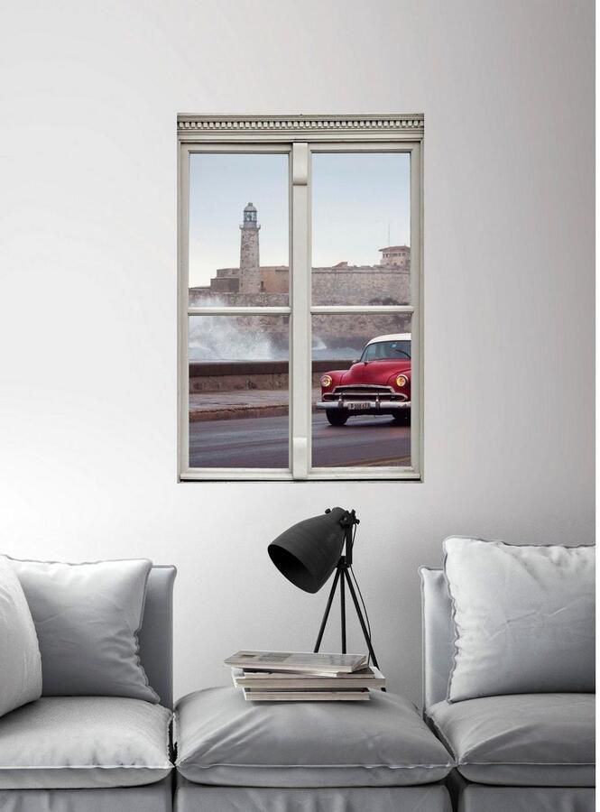 Queence Wandfolie Auto Muursticker muurdecoratie zelfklevend 3D raam