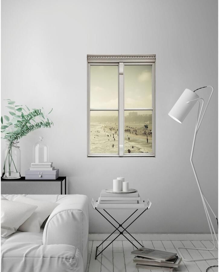 Queence Wandfolie Beach Muursticker muurdecoratie zelfklevend 3D raam