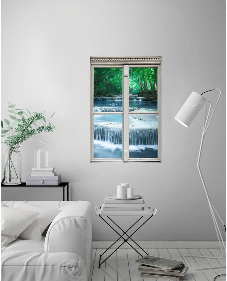 Queence Wandfolie Beek Muursticker muurdecoratie zelfklevend 3D raam