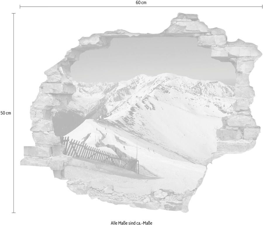 Queence Wandfolie Bergen Muursticker muurdecoratie zelfklevend 3D muurdurchbraak (1 stuk)